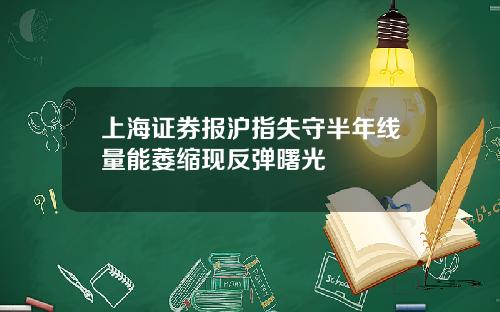 上海证券报沪指失守半年线量能萎缩现反弹曙光