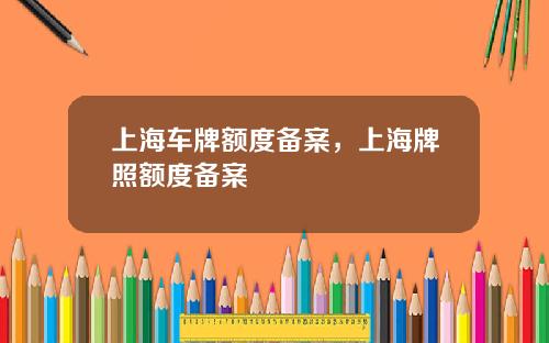 上海车牌额度备案，上海牌照额度备案