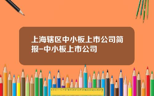 上海辖区中小板上市公司简报-中小板上市公司