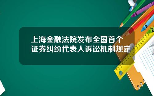上海金融法院发布全国首个证券纠纷代表人诉讼机制规定