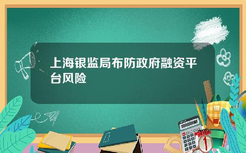上海银监局布防政府融资平台风险