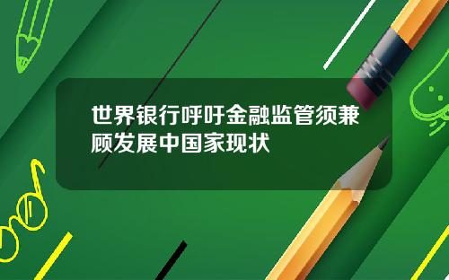 世界银行呼吁金融监管须兼顾发展中国家现状