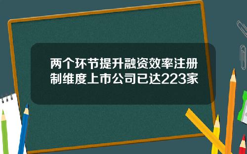 两个环节提升融资效率注册制维度上市公司已达223家