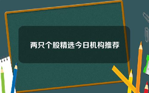 两只个股精选今日机构推荐