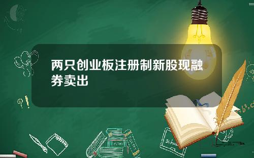 两只创业板注册制新股现融券卖出
