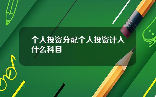 个人投资分配个人投资计入什么科目