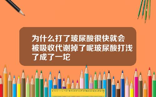 为什么打了玻尿酸很快就会被吸收代谢掉了呢玻尿酸打浅了成了一坨