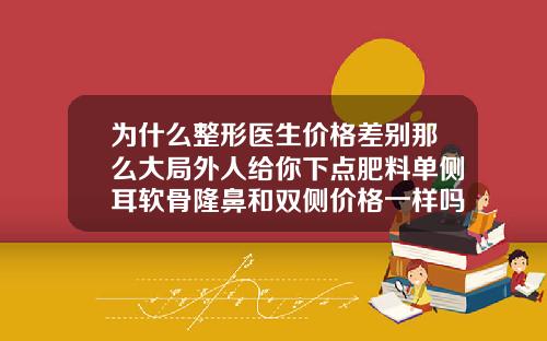 为什么整形医生价格差别那么大局外人给你下点肥料单侧耳软骨隆鼻和双侧价格一样吗