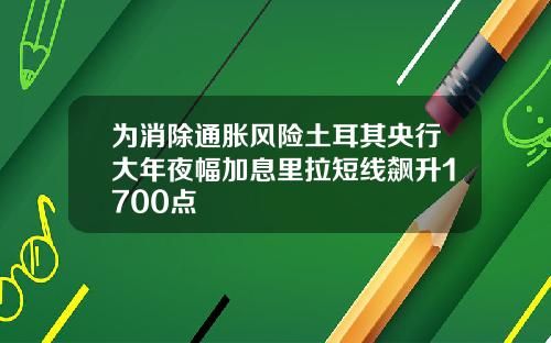 为消除通胀风险土耳其央行大年夜幅加息里拉短线飙升1700点