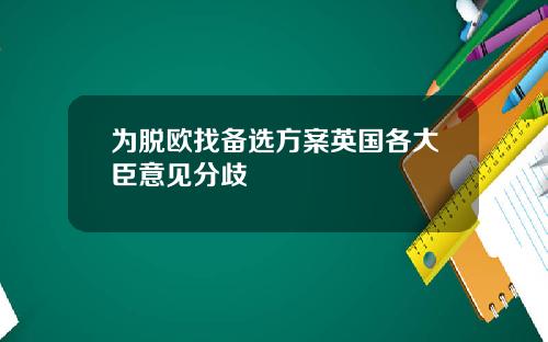 为脱欧找备选方案英国各大臣意见分歧