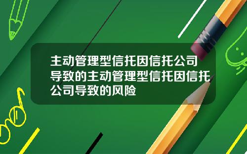 主动管理型信托因信托公司导致的主动管理型信托因信托公司导致的风险