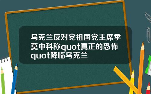 乌克兰反对党祖国党主席季莫申科称quot真正的恐怖quot降临乌克兰