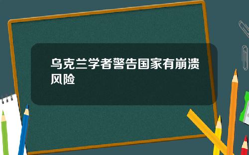 乌克兰学者警告国家有崩溃风险