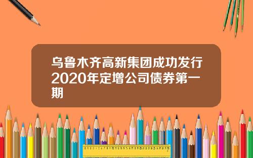 乌鲁木齐高新集团成功发行2020年定增公司债券第一期