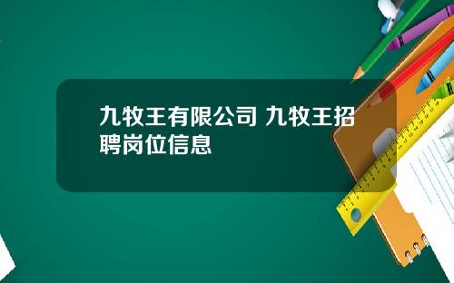 九牧王有限公司 九牧王招聘岗位信息