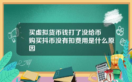 买虚拟货币钱打了没给币 购买抖币没有扣费用是什么原因