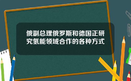 俄副总理俄罗斯和德国正研究氢能领域合作的各种方式