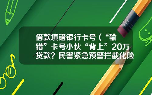 借款填错银行卡号 (“输错”卡号小伙“背上”20万贷款？民警紧急预警拦截化险为夷)_1