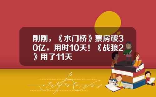 刚刚，《水门桥》票房破30亿，用时10天！《战狼2》用了11天
