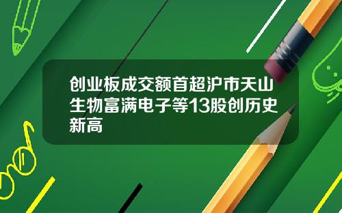 创业板成交额首超沪市天山生物富满电子等13股创历史新高