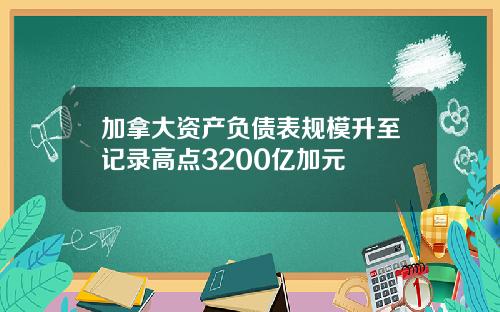 加拿大资产负债表规模升至记录高点3200亿加元