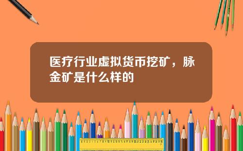 医疗行业虚拟货币挖矿，脉金矿是什么样的