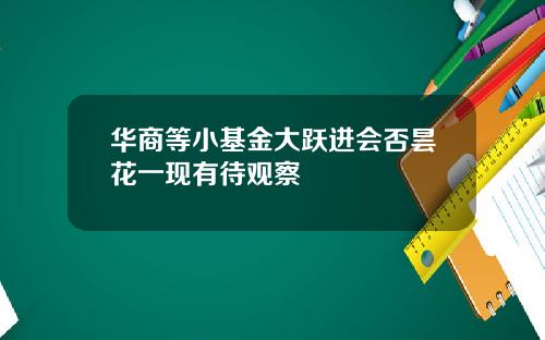 华商等小基金大跃进会否昙花一现有待观察