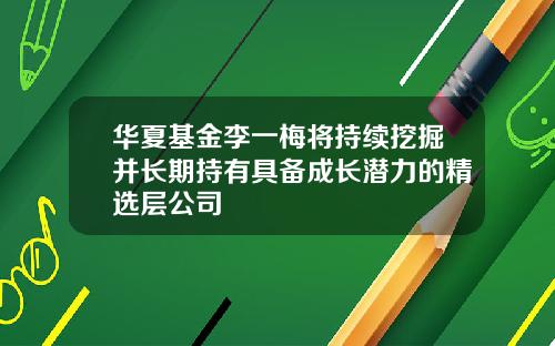 华夏基金李一梅将持续挖掘并长期持有具备成长潜力的精选层公司