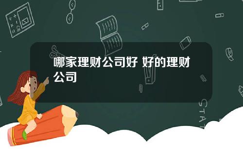 哪家理财公司好 好的理财公司