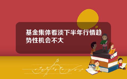 基金集体看淡下半年行情趋势性机会不大