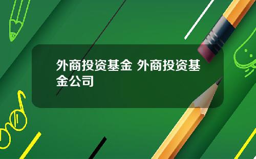 外商投资基金 外商投资基金公司