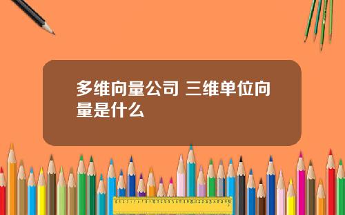 多维向量公司 三维单位向量是什么