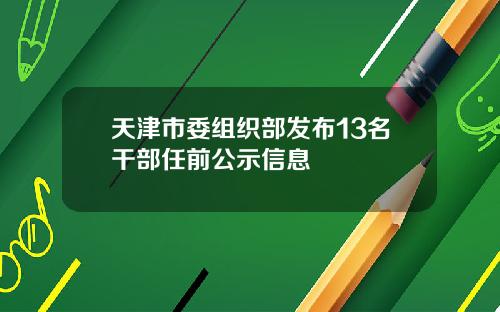 天津市委组织部发布13名干部任前公示信息