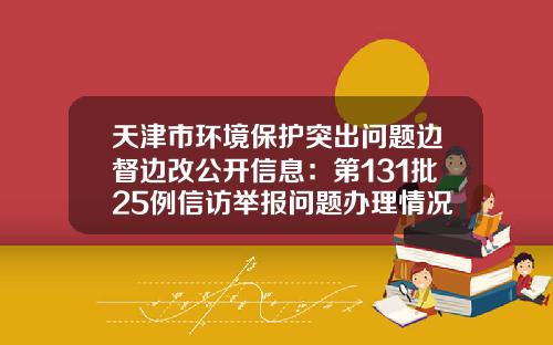 天津市环境保护突出问题边督边改公开信息：第131批25例信访举报问题办理情况