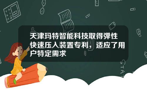 天津玛特智能科技取得弹性快速压入装置专利，适应了用户特定需求
