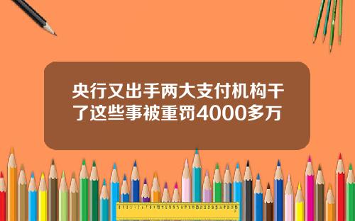 央行又出手两大支付机构干了这些事被重罚4000多万