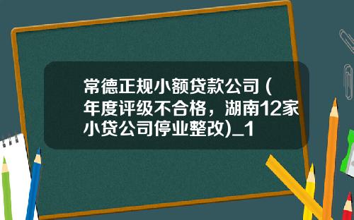 常德正规小额贷款公司 (年度评级不合格，湖南12家小贷公司停业整改)_1