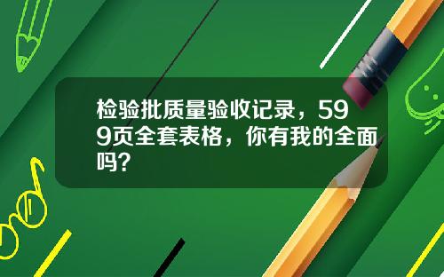 检验批质量验收记录，599页全套表格，你有我的全面吗？