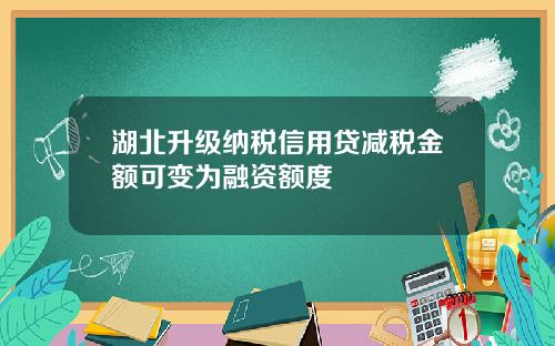 湖北升级纳税信用贷减税金额可变为融资额度