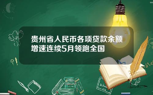 贵州省人民币各项贷款余额增速连续5月领跑全国