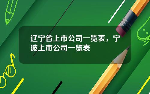 辽宁省上市公司一览表，宁波上市公司一览表