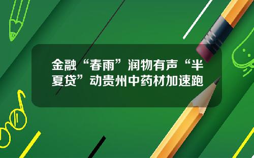 金融“春雨”润物有声“半夏贷”动贵州中药材加速跑