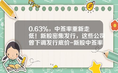 0.63％，中签率重新走低！新股密集发行，这些公司曾下调发行底价-新股中签率一般多少