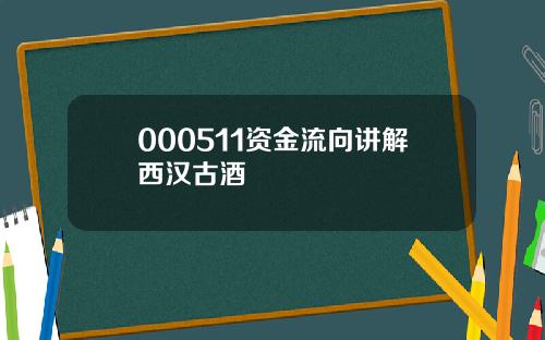 000511资金流向讲解西汉古酒