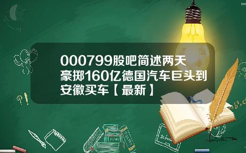 000799股吧简述两天豪掷160亿德国汽车巨头到安徽买车【最新】