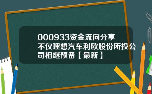 000933资金流向分享不仅理想汽车利欧股份所投公司相继预备【最新】