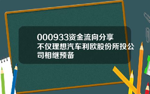 000933资金流向分享不仅理想汽车利欧股份所投公司相继预备