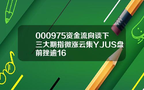 000975资金流向谈下三大期指微涨云集YJUS盘前挫逾16