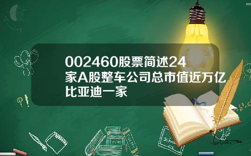 002460股票简述24家A股整车公司总市值近万亿比亚迪一家