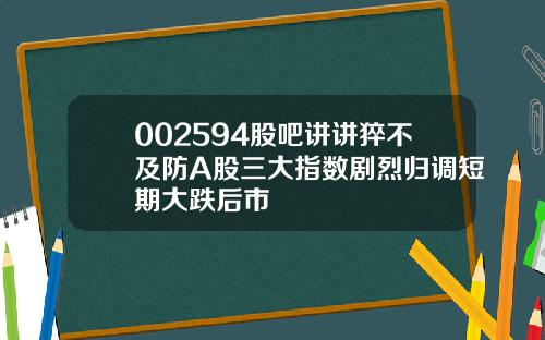 002594股吧讲讲猝不及防A股三大指数剧烈归调短期大跌后市